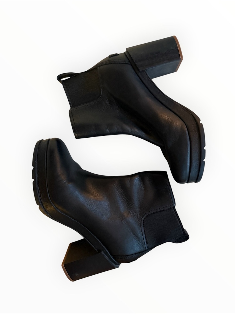 Sorel Blake Waterproof Black Leather Chelsea Block-Heel Booties EUC